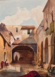 Passage and street with figures, with additions by Prince Alfonso Maria di Borbone, 1853 by Giacinto Gigante